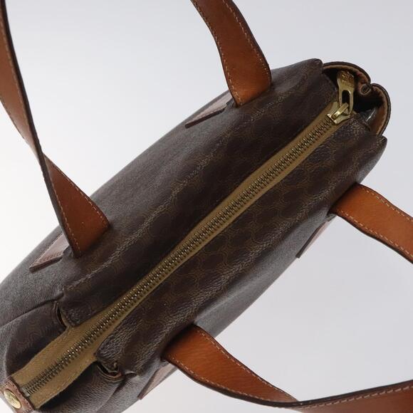 CELINE Macadam Canvas Hand Bag Pvc Leather Brown Gold - Picture 6 of 12